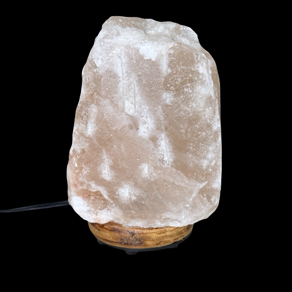 Himalayan Pink Salt Crystal Lamp, Cordedâ Plug-In Table Lamp w/ Switch 7.25"